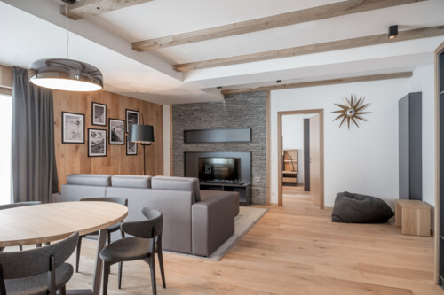 Living and dining area of an apartment at Chalet Obergurgl