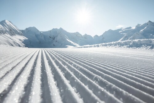 Freshly groomed empty piste in Obergurgl